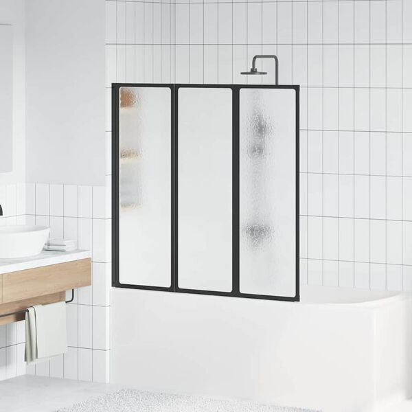 vidaXL Shower Screen Folding Black 120 x 2 x 117 cm Aluminium