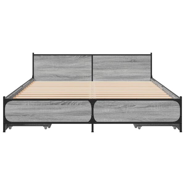 vidaXL Bed Frame with Drawers without Mattress Grey Sonoma 120x200 cm