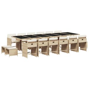 vidaXL Garden Dining Set | Beige with Cream White Cushions