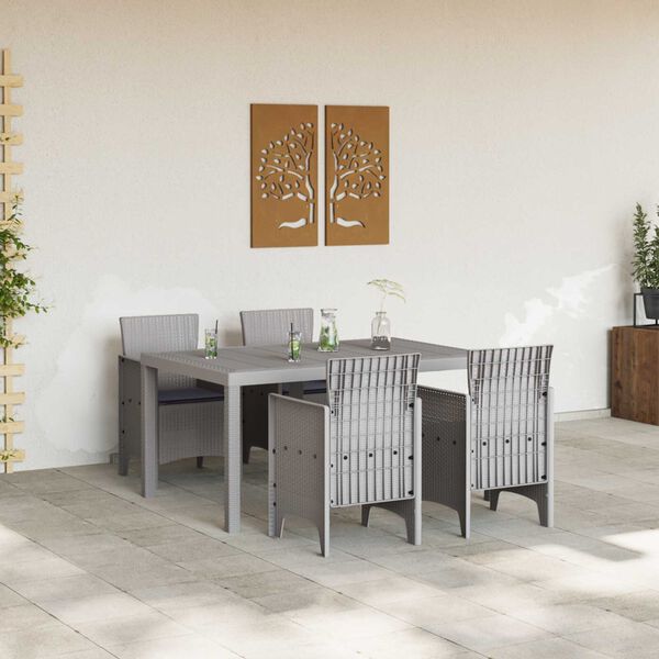 vidaXL Garden Dining Set 5 pcs Light Grey Polt rattan