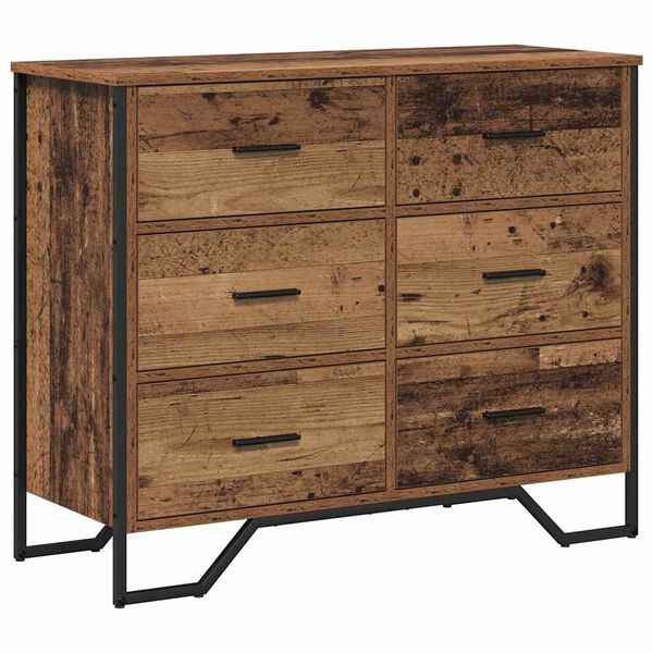 vidaXL Chest of Drawers with Drawer 2 pcs Old Wood 91 x 35.5 x 74.5 cm