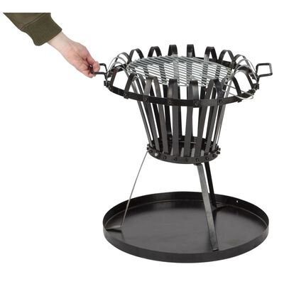 Practo Garden Fire Pit with BBQ Grill Black