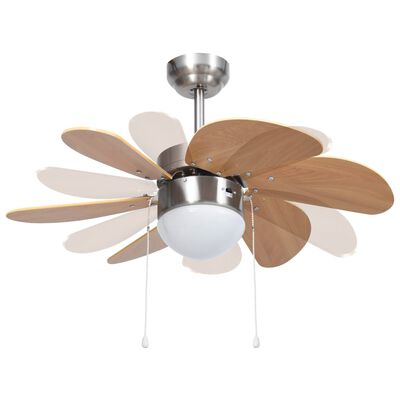 vidaXL Ceiling Fan with Light 76 cm Light Brown