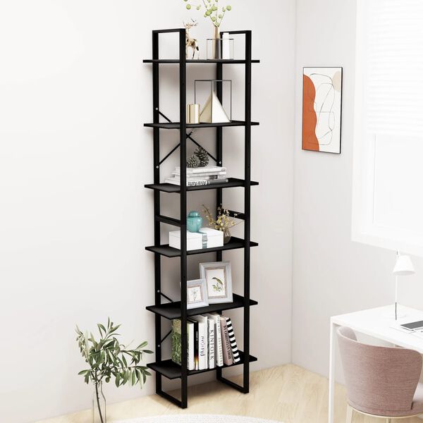 vidaXL Storage Shelf Black 60x30x210 cm Engineered Wood