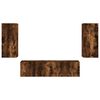 vidaXL 4 Piece TV Wall Units with LED Smoked Oak Engineered Wood