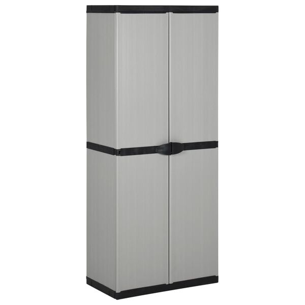 vidaXL Garden Storage Cabinet with 3 Shelves Grey&Black 68x40x168 cm