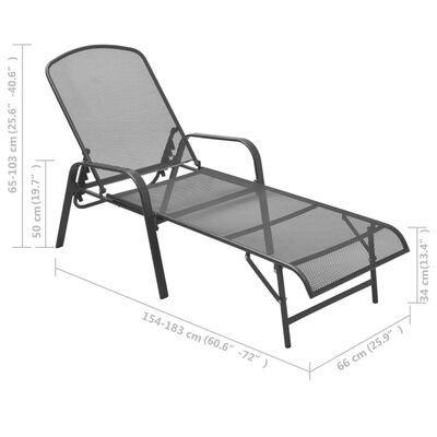 vidaXL Sun Loungers 2 pcs with Table Steel Anthracite
