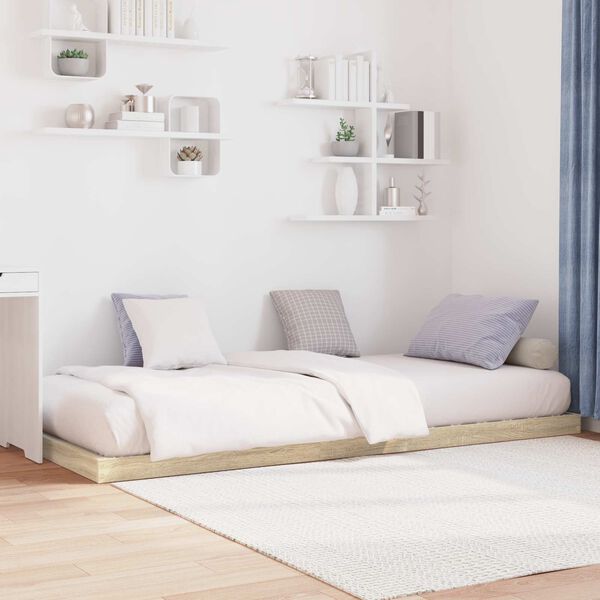 vidaXL Floor Bed Frame Sonoma 100 x 200 cm Engineered Wood