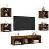 vidaXL 7 Piece TV Wall Units with LED Smoked Oak Engineered Wood