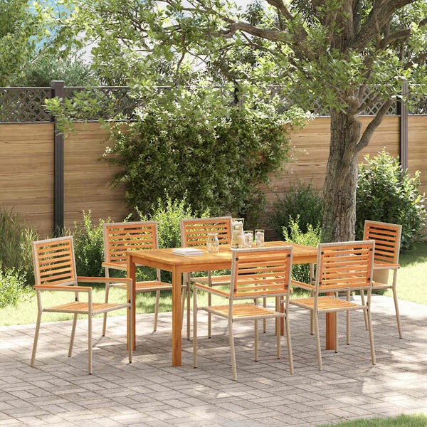 vidaXL Garden Dining Set 7 pcs Beige Solid Acacia Wood