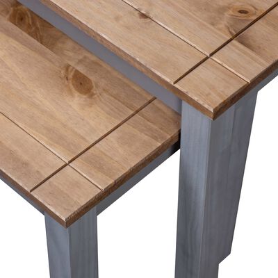 vidaXL Nesting Tables 2 pcs Grey Solid Pine Wood Panama Range