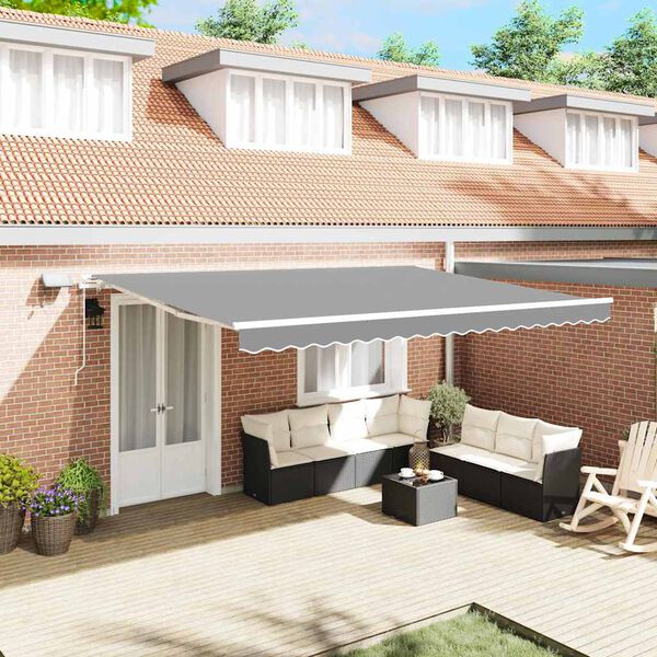 vidaXL Awning with Manual White 4 x 3 m Metal