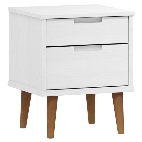 vidaXL Bedside Cabinet MOLDE White 40x35x48 cm Solid Wood Pine