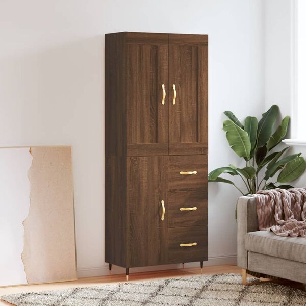 vidaXL Highboard Brown Oak 69.5x34x180 cm Engineered Wood