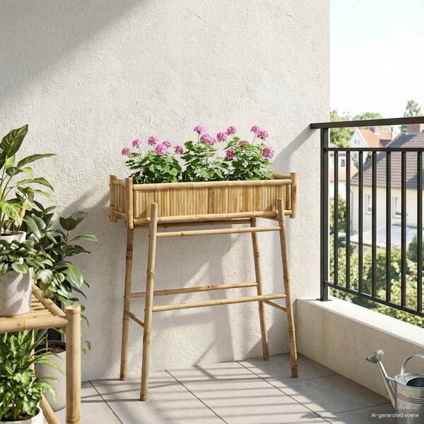 vidaXL Garden Planter with Holder Natural 100 x 38 x 114 cm Bamboo