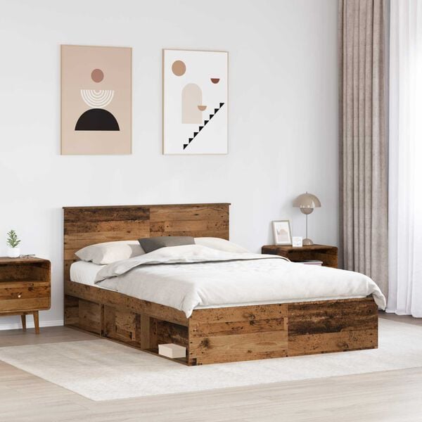 vidaXL Bed Frame with Headboard Old Wood 160 x 200 cm Engineered wood