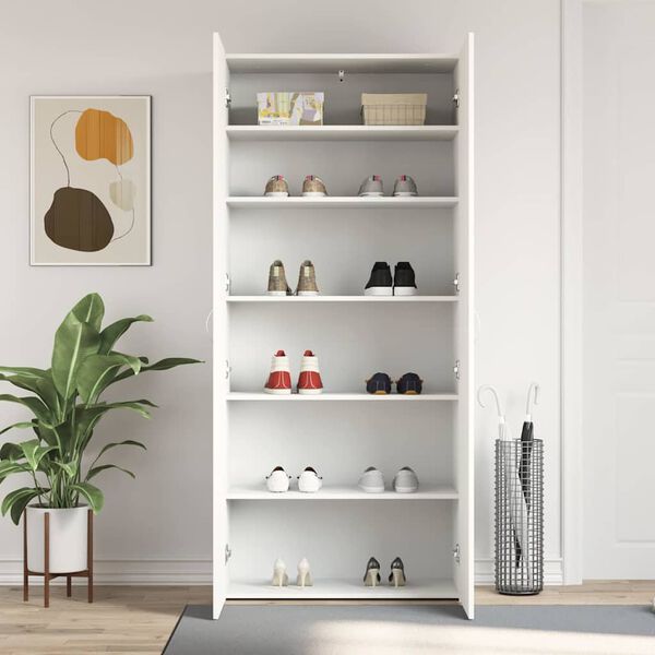 vidaXL Shoe Cabinet with Door White 80 x 35.5 x 180 cm Engineered wood