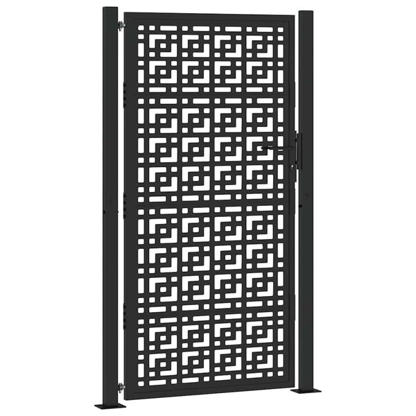 vidaXL Garden Gate Black 100x175 cm Steel Cross Design