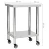 vidaXL Kitchen Work Table with Wheels 60x45x85 cm Stainless Steel