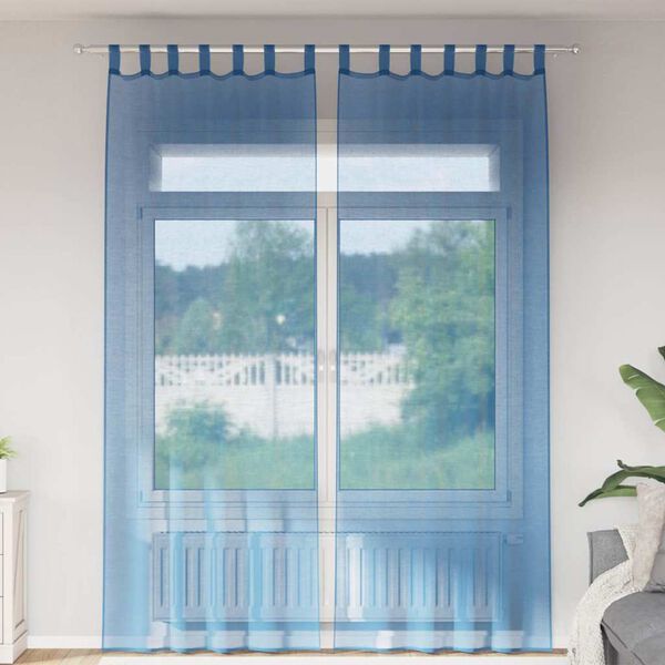 vidaXL Voile Curtains with Loops 2 pcs Royal Blue 140x260 cm