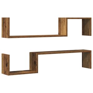 vidaXL Wall Shelves 2 pcs Old Wood 100x15x20 cm Engineered Wood