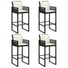 vidaXL 5 Piece Garden Bar Set with Cushions Black Poly Rattan Acacia