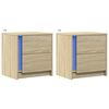 vidaXL Bedside Cabinets with LED Lights 2 pcs Sonoma Oak Engineered Wood