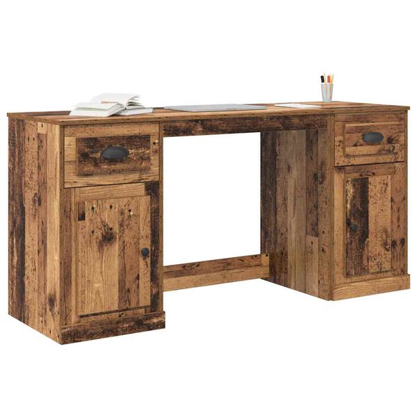 vidaXL Desk with Cabinet Old Wood 154.5 x 50 x 75 cm Engineered Wood