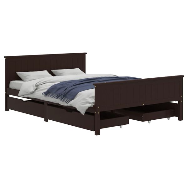 vidaXL Bed Frame without Mattress Dark Brown 160x200 cm Solid Wood