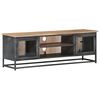 vidaXL TV Cabinet | Grey | Solid acacia wood, glass, steel | Medium | TV Cabinet