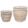 vidaXL Planter Basket GENDT 2 pcs Natural Grey Kubu Rattan