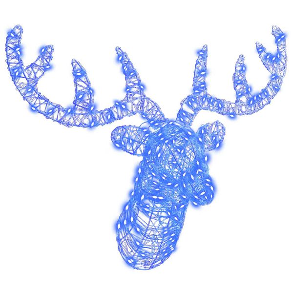 vidaXL Reindeer Head with 140 LEDs Blue 68 x 36.5 x 62.5 cm Acrylic