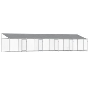 vidaXL Dog Cage with Roof and Doors Grey 10x2x2 m Galvanised Steel