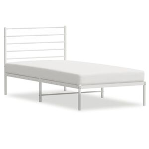 vidaXL Metal Bed Frame without Mattress with Headboard White 107x203cm