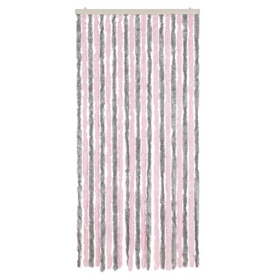 vidaXL Fly Curtain Silver Grey and Pink 100x220 cm Chenille