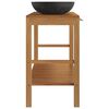 vidaXL Bathroom Vanity Cabinet Solid Teak with Sinks Marble Black