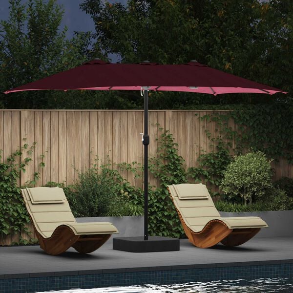 vidaXL Garden Parasol Bordeaux Red 385 x 209 x 244 cm Polyester