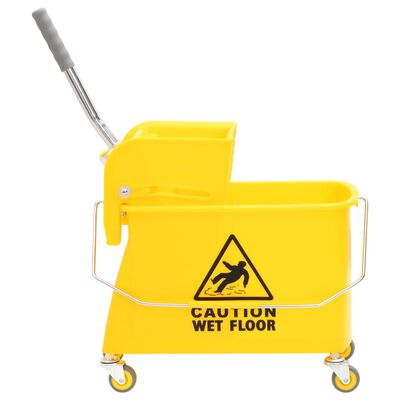 vidaXL Mop Bucket with Wringer and Wheels Yellow 20 L Polypropylene