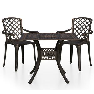 vidaXL Bistro Set | Bronze | Cast Aluminium | Standard | Decorative Inlays