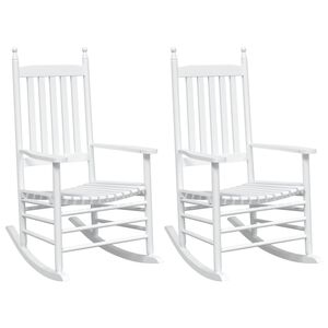 vidaXL Rocking Chairs with Curved Seats 2 pcs White Solid Wood Fir
