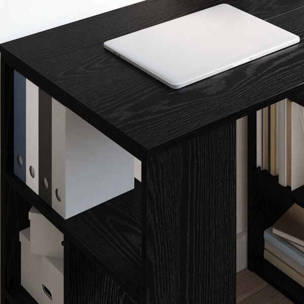 vidaXL Desk with Shelf Black Oak 90 x 50 x 75 cm Engineered Wood
