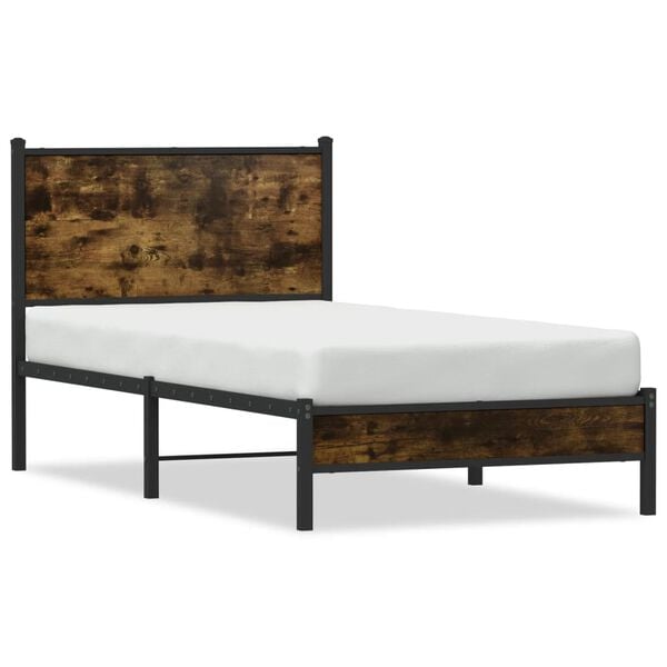 vidaXL Metal Bed Frame without Mattress Smoked Oak 80x200 cm