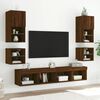 vidaXL Bedside Cabinets with LED Lights Wall-mounted 2 pcs Brown Oak