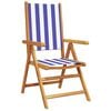 vidaXL Reclining Garden Chairs 4 pcs Blue and White Fabric and Solid Wood