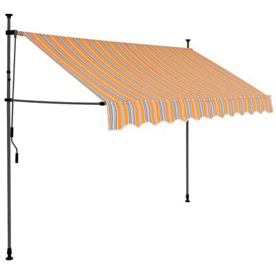 vidaXL Manual Retractable Awning with LED 250 cm Yellow and Blue