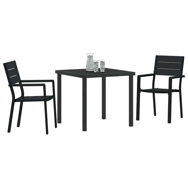 vidaXL Garden Dining Set 3 pcs Black Powder-Coated Steel