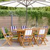 vidaXL 7 Piece Garden Dining Set Blue and White Fabric and Solid Wood