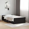 vidaXL Bed Frame with Drawers without Mattress Black 75x190 cm Small Single