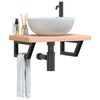 vidaXL Basin Shelf Wall Mounted Steel and Solid Wood Beech