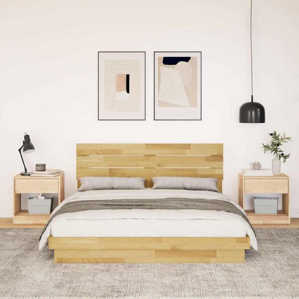 vidaXL Bed Frame with Headboard without Mattress 140x190 cm Solid Wood Oak